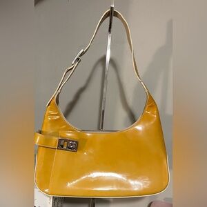 GUC Salvatore Ferragamo Mustard Yellow Patent Leather Mini Shoulder Bag